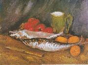 Vincent Van Gogh Still Life with mackerel, lemon and tomato USA oil painting artist